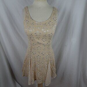 Lily Rose Lace with Metallic Light Beige Dress Size S